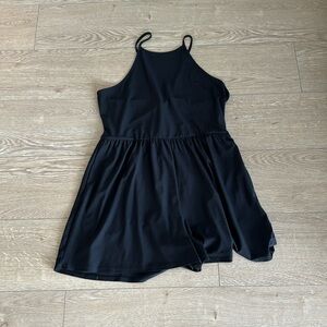 High Neck Black Romper with Cross Tie in Back